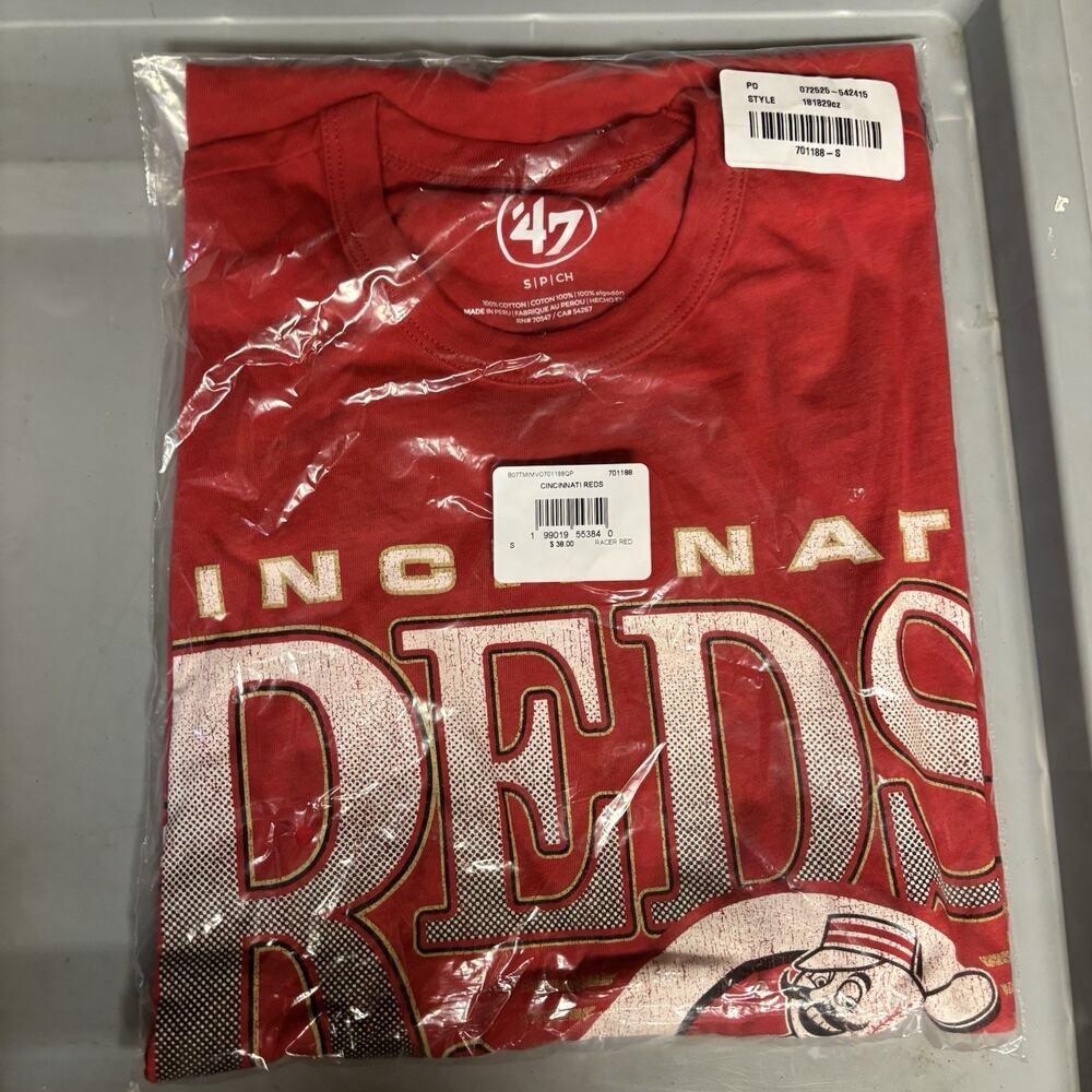 NWT '47 Brand Cincinnati Reds Racer Red Premier Franklin Tee Small MLB Baseball